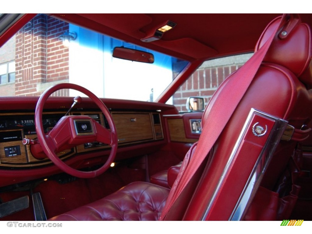 Carmine Red Interior 1985 Cadillac Eldorado Biarritz Coupe Photo #79735113