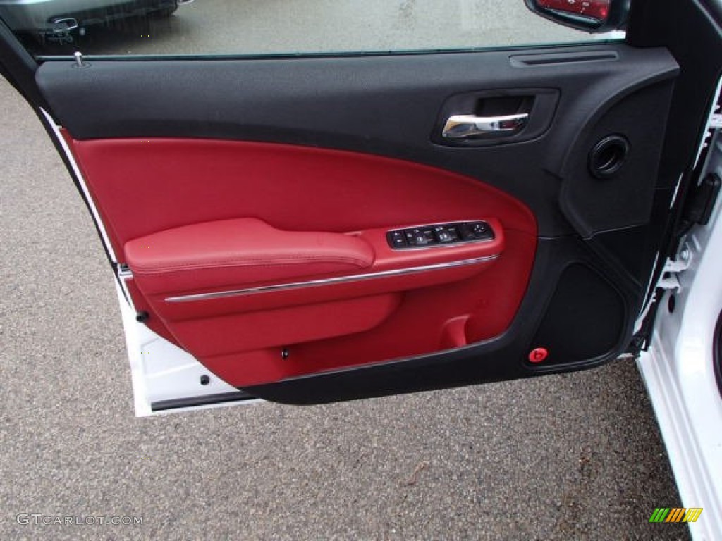 2013 Dodge Charger SXT Plus AWD Black/Red Door Panel Photo #79741286