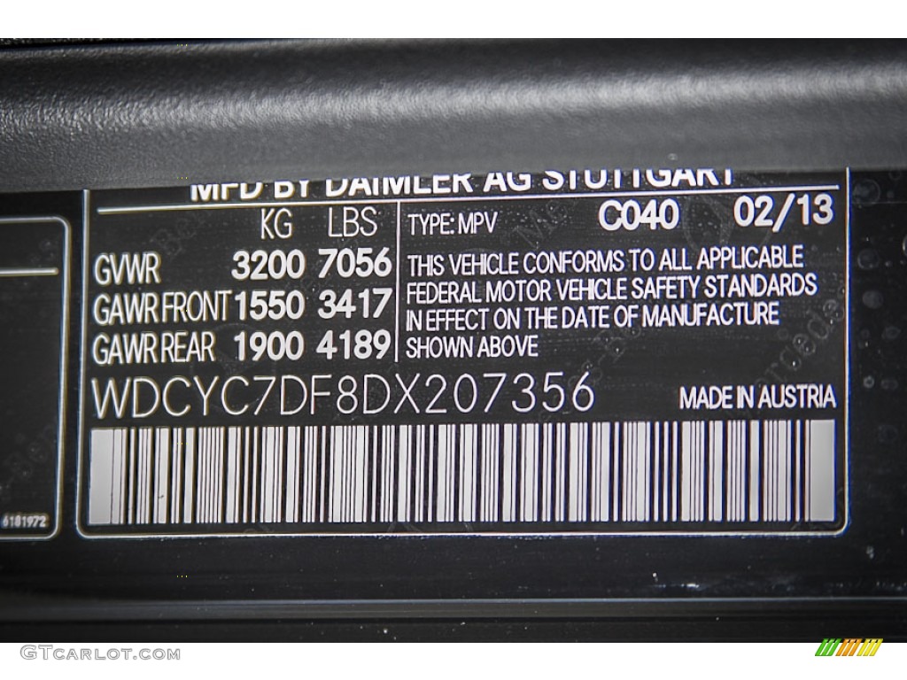 2013 G Color Code 040 for Black Photo #79742349