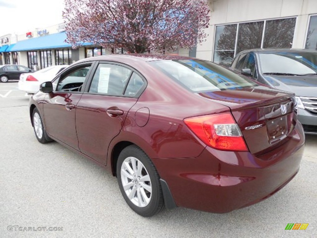 2012 Civic EX-L Sedan - Crimson Pearl / Beige photo #3