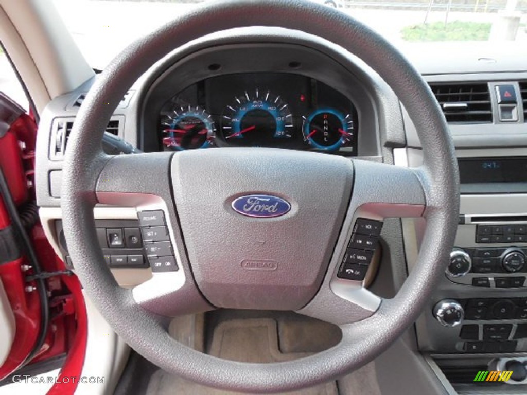 2010 Ford Fusion SE Medium Light Stone Steering Wheel Photo #79745087