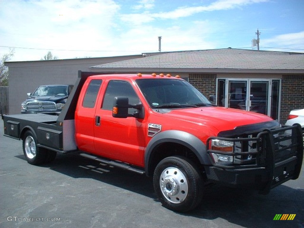 2008 F450 Super Duty XLT SuperCab Chassis Utility Truck - Red Clearcoat / Medium Stone Grey photo #1