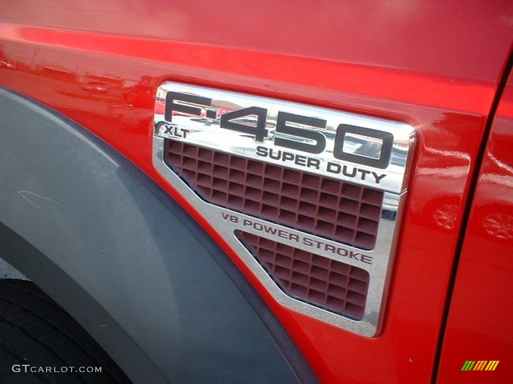 2008 F450 Super Duty XLT SuperCab Chassis Utility Truck - Red Clearcoat / Medium Stone Grey photo #10