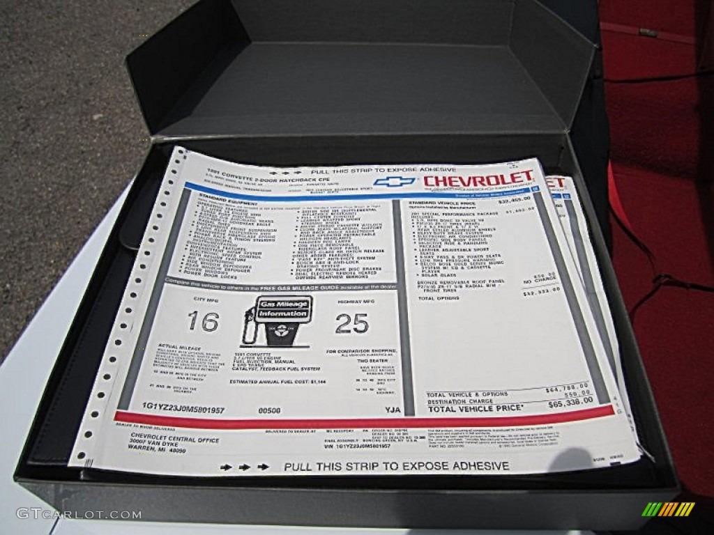 1991 Chevrolet Corvette ZR1 Window Sticker Photo #79757378