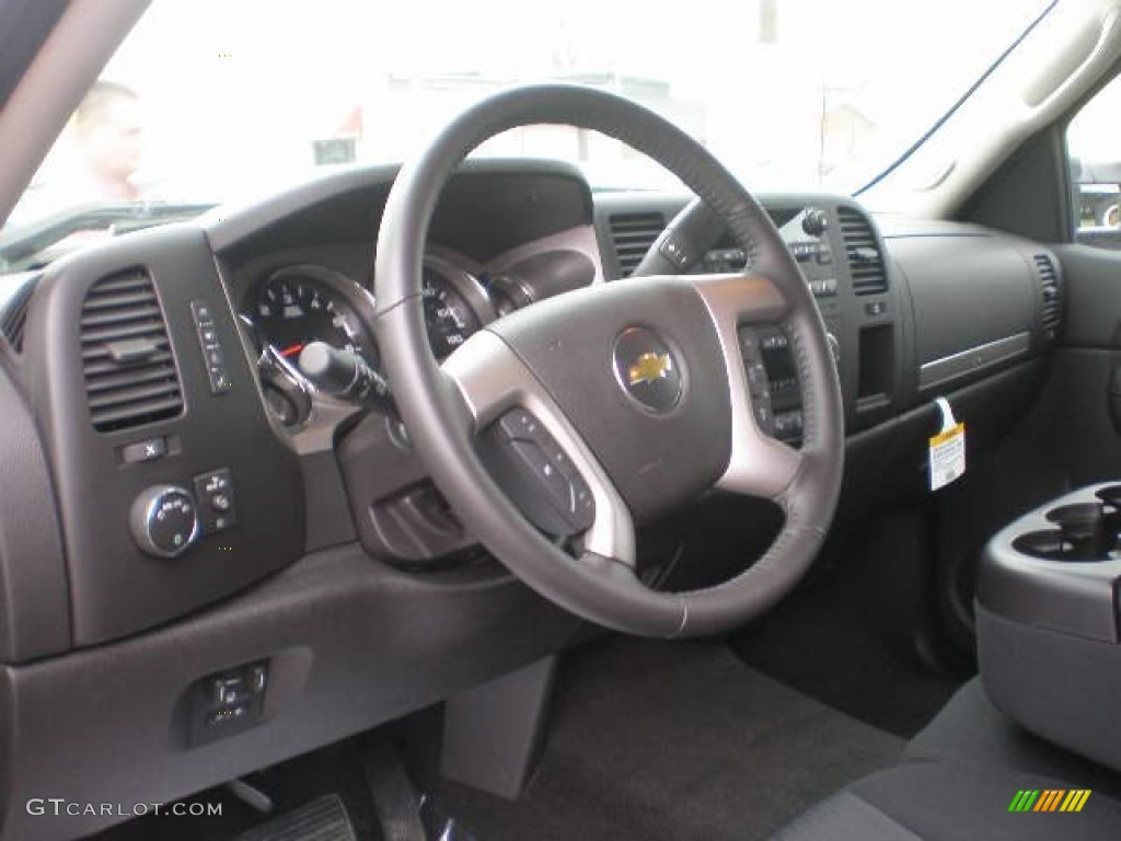 2013 Chevrolet Silverado 2500HD Bi-Fuel LT Extended Cab 4x4 Ebony Steering Wheel Photo #79761167