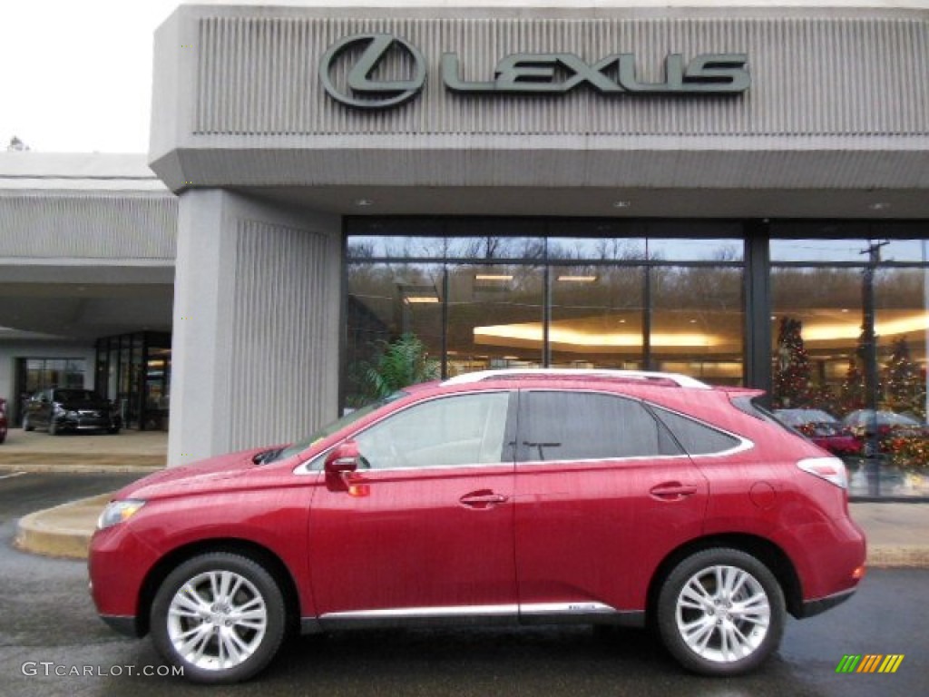 2010 RX 450h AWD Hybrid - Matador Red Mica / Parchment/Brown Walnut photo #2