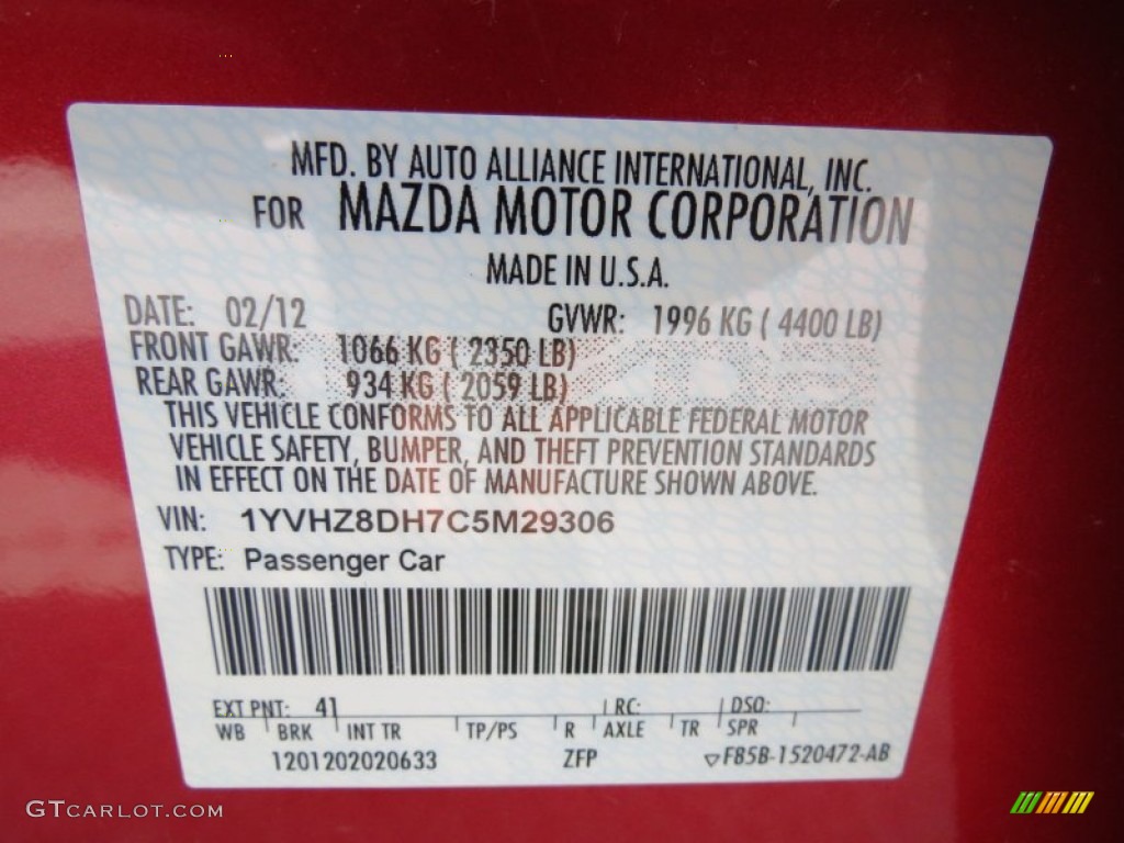 2012 MAZDA6 i Touring Sedan - Fireglow Red / Black photo #22