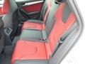 2013 Audi S4 Black/Magma Red Interior Rear Seat Photo
