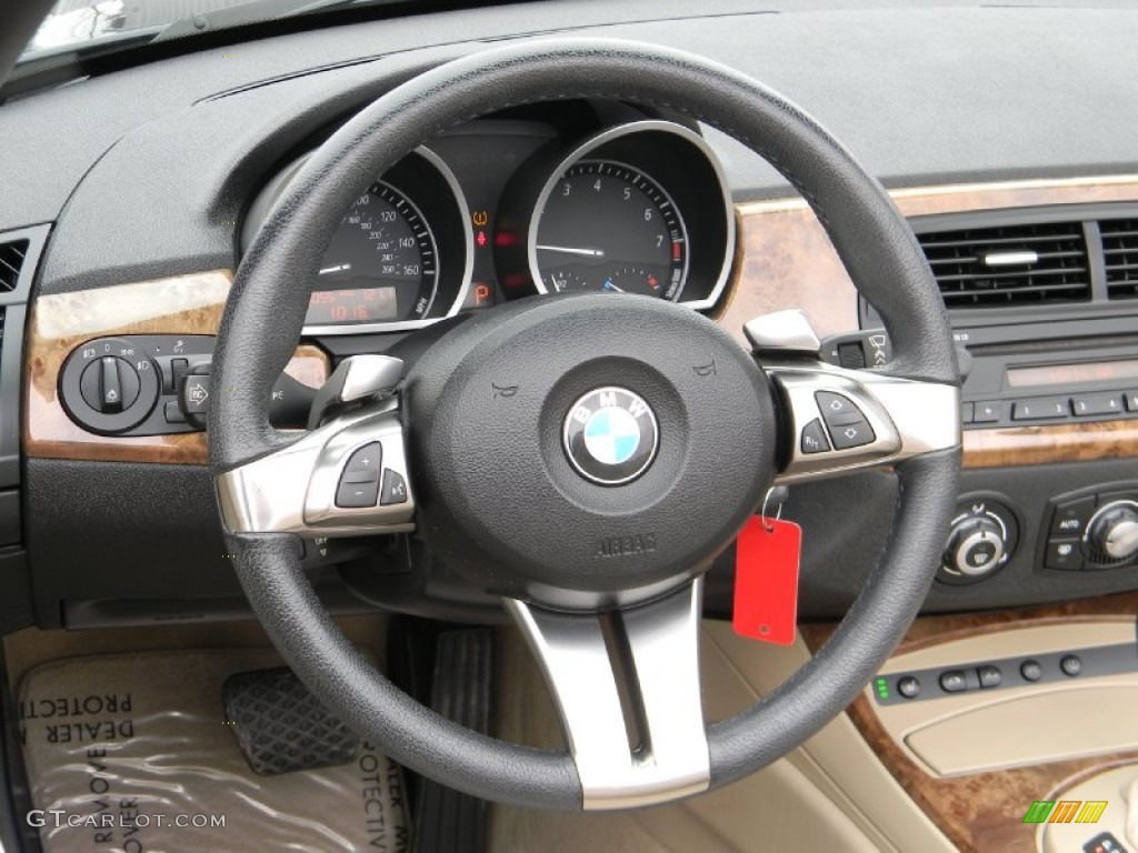 2008 BMW Z4 3.0i Roadster Beige Steering Wheel Photo #79775413