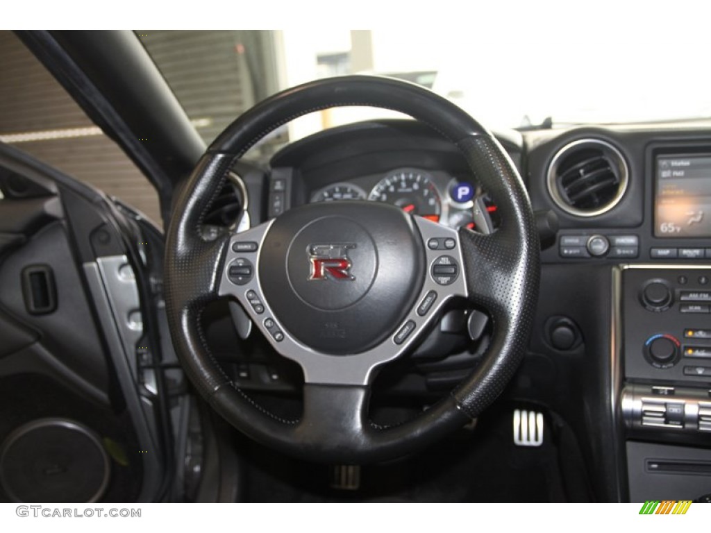 2010 Nissan GT-R Premium Black Steering Wheel Photo #79781730