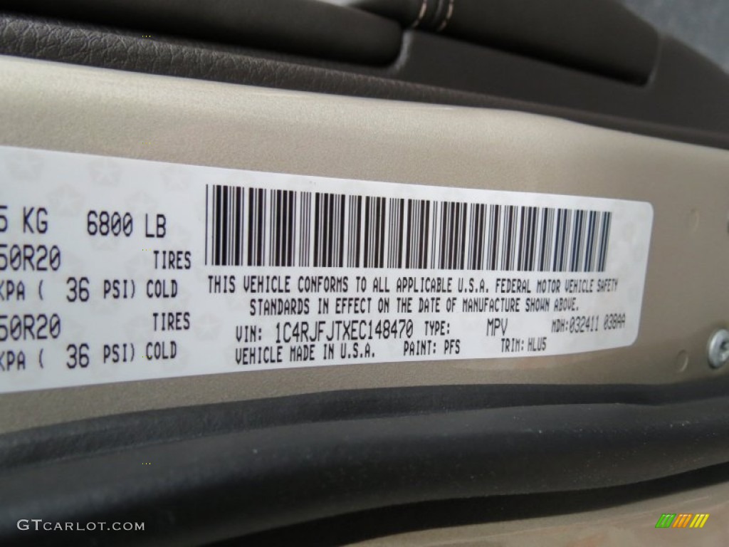 2014 Grand Cherokee Color Code PFS for Cashmere Pearl Photo #79781845