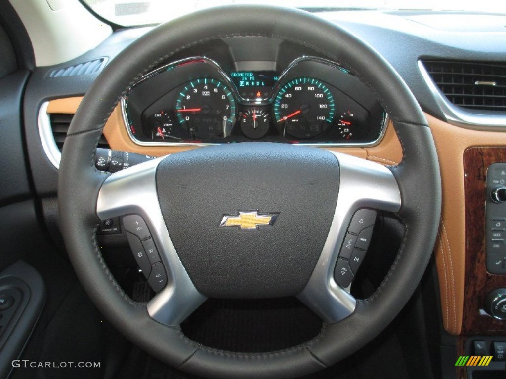 2013 Chevrolet Traverse LT Ebony/Mojave Steering Wheel Photo #79787130
