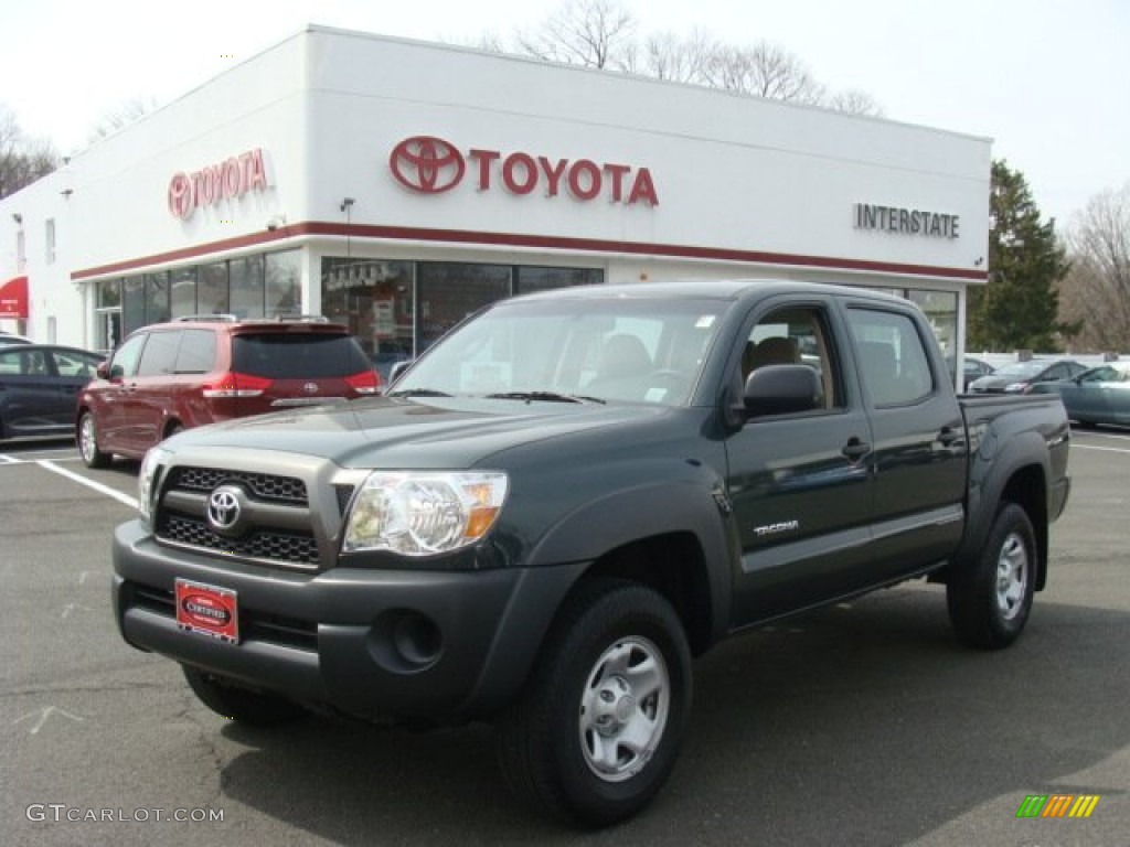 2011 Tacoma V6 Double Cab 4x4 - Timberland Green Mica / Sand Beige photo #1