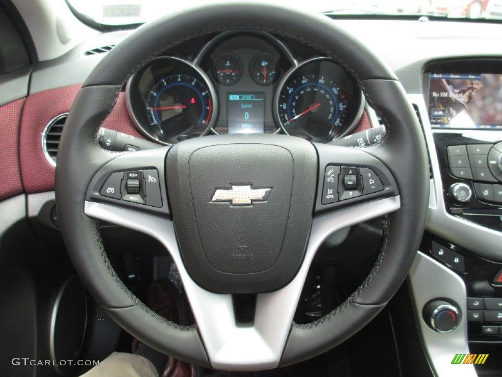 2013 Chevrolet Cruze LT Jet Black/Sport Red Steering Wheel Photo #79789449