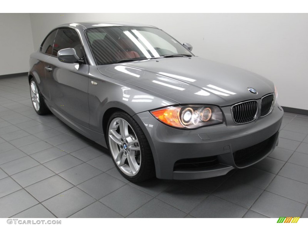 2011 1 Series 135i Coupe - Space Gray Metallic / Coral Red photo #1