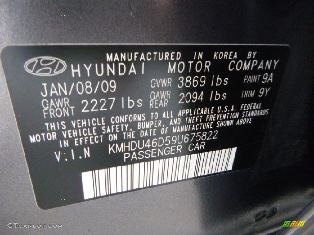 2009 Elantra GLS Sedan - Carbon Gray / Gray photo #19