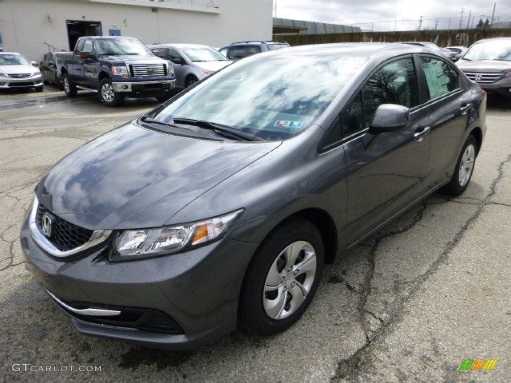 2013 Civic LX Sedan - Polished Metal Metallic / Black photo #7