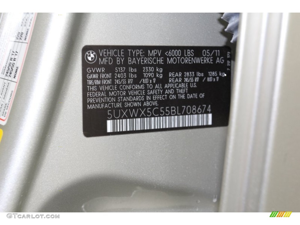 2011 BMW X3 xDrive 28i Info Tag Photo #79800128