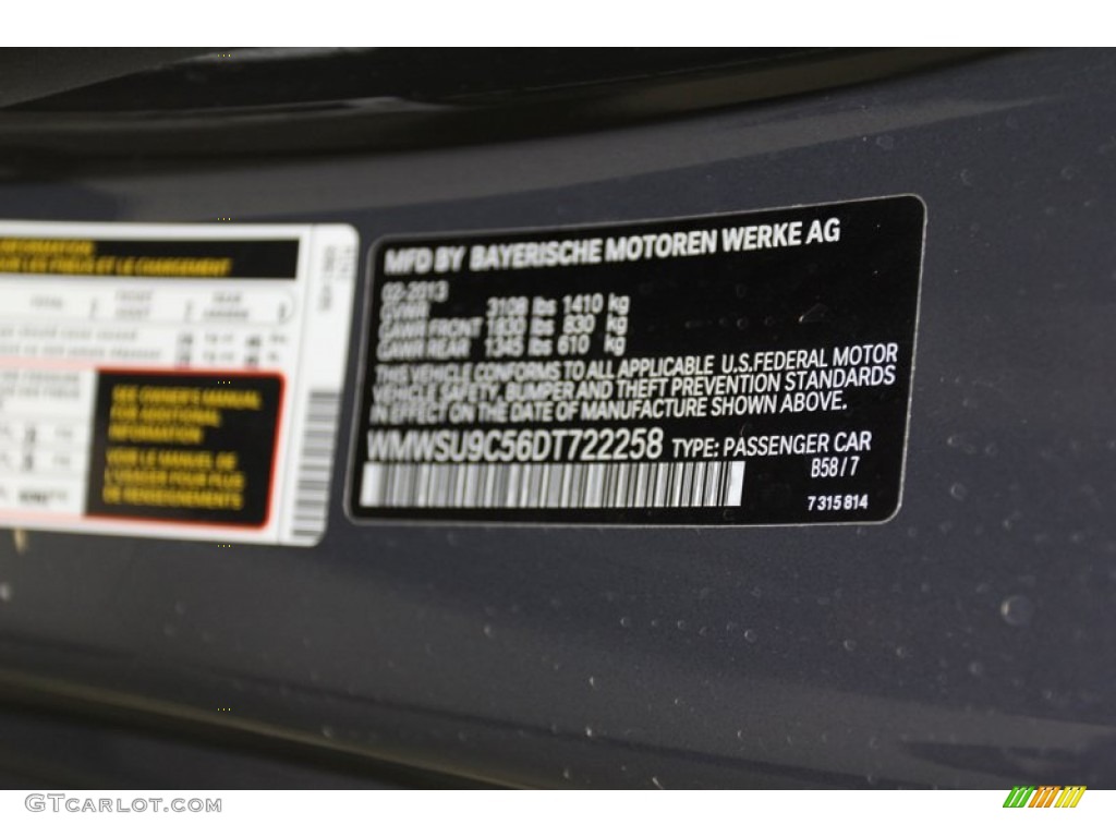2013 Cooper Color Code B58 for Thunder Grey Metallic Photo #79806408