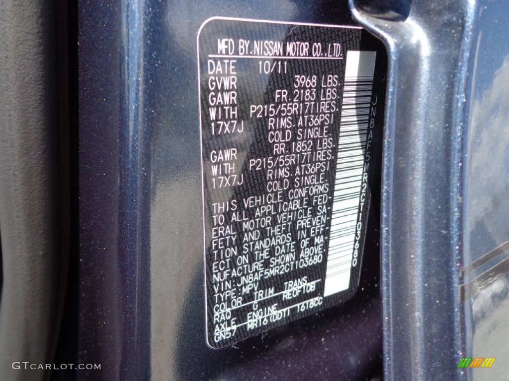 2012 Juke Color Code RAQ for Graphite Blue Photo #79807066