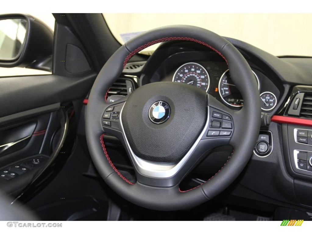 2013 BMW 3 Series 328i Sedan Black Steering Wheel Photo #79807536