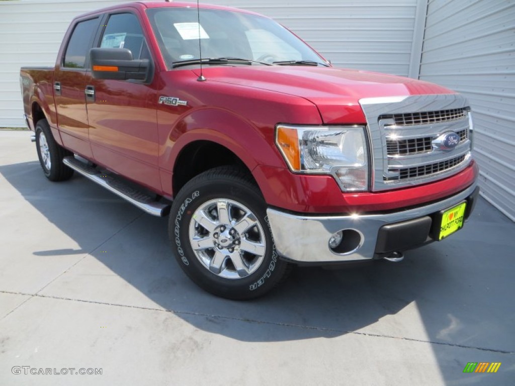 2013 F150 XLT SuperCrew 4x4 - Ruby Red Metallic / Steel Gray photo #2