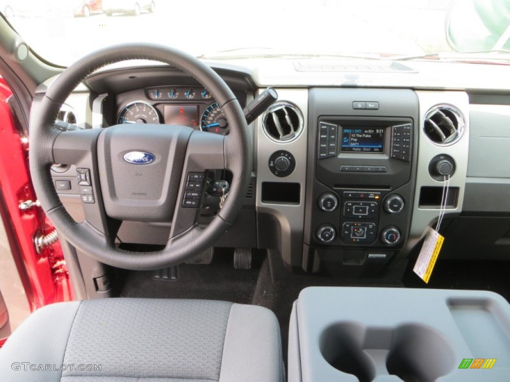 2013 F150 XLT SuperCrew 4x4 - Ruby Red Metallic / Steel Gray photo #28