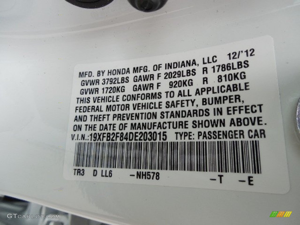 2013 Honda Civic EX Sedan Color Code Photos