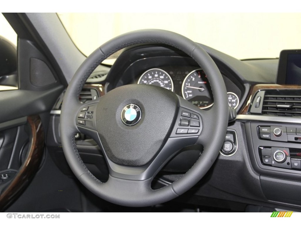 2013 BMW 3 Series 328i Sedan Black Steering Wheel Photo #79808936