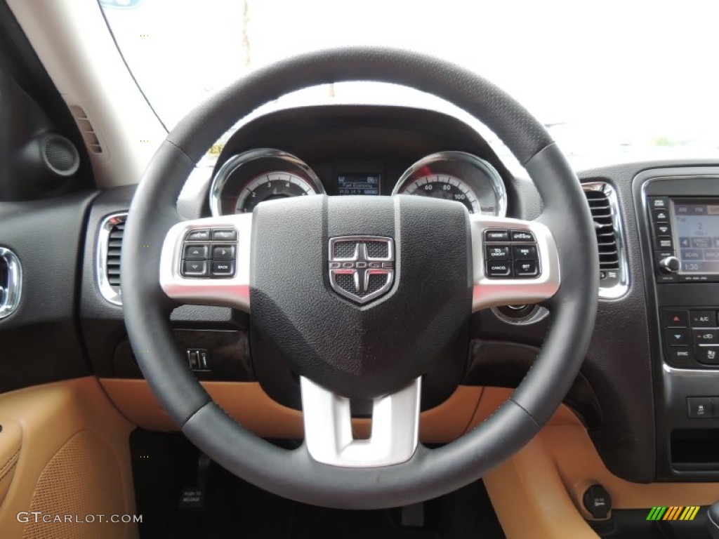 2011 Dodge Durango Citadel Black/Tan Steering Wheel Photo #79822855