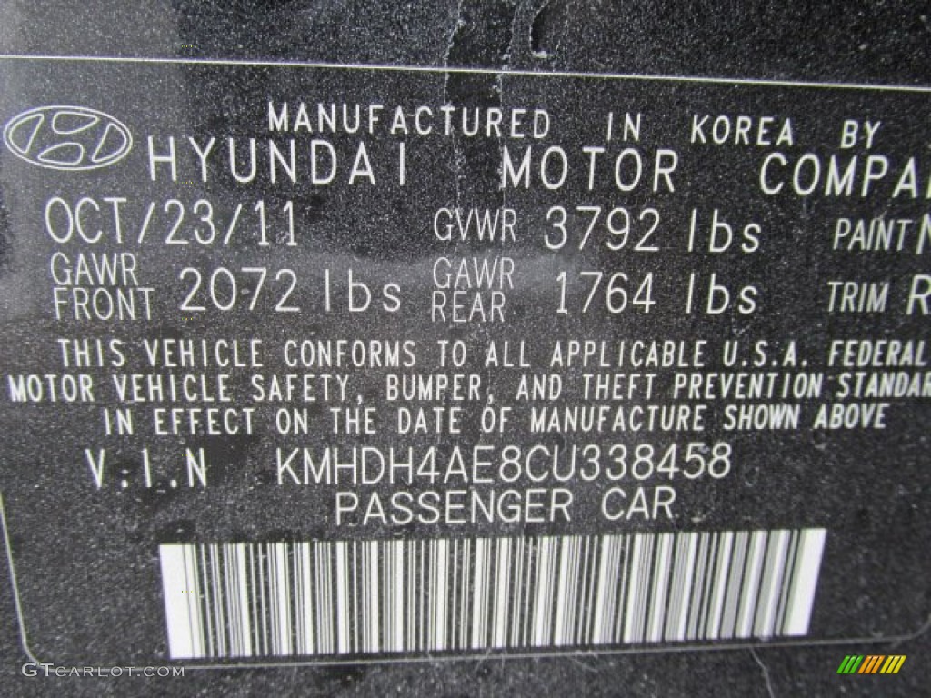 2012 Elantra GLS - Midnight Black / Gray photo #24