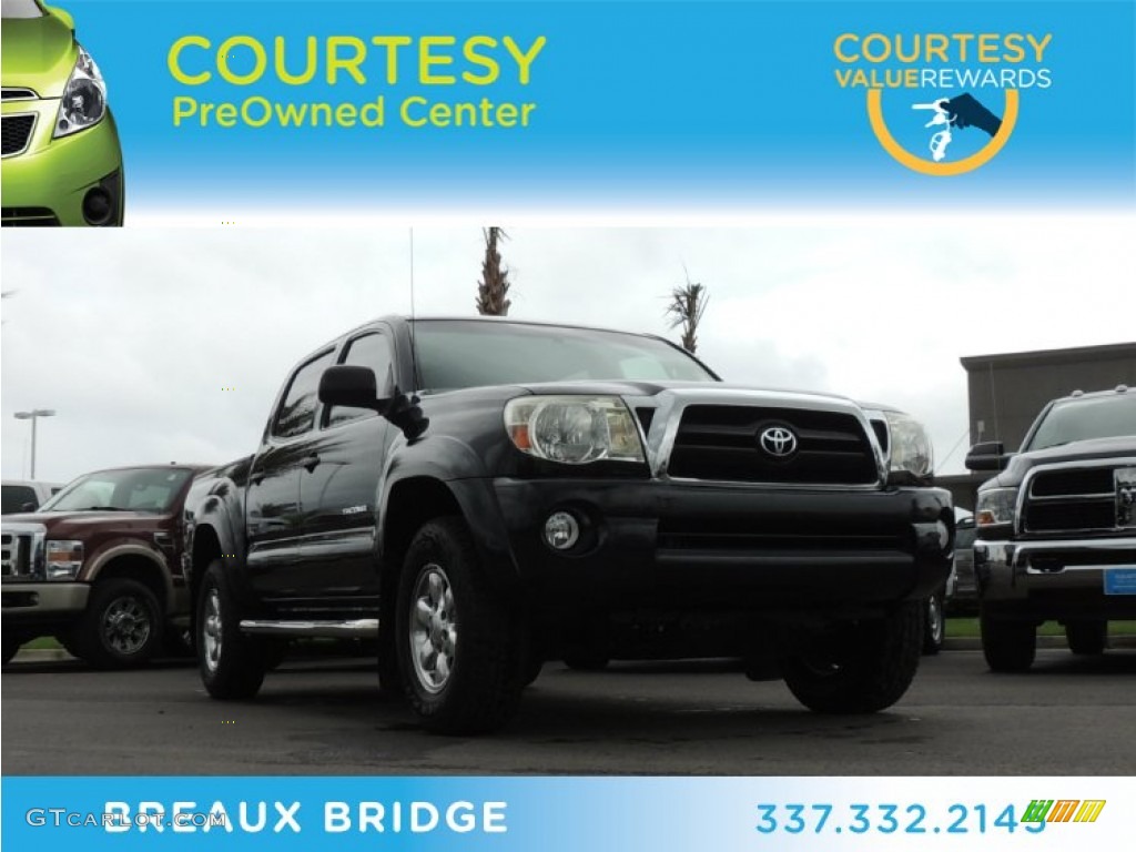 2008 Tacoma V6 SR5 PreRunner Double Cab - Black Sand Pearl / Taupe photo #1