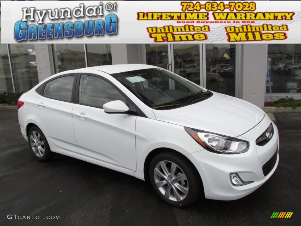 2013 Accent GLS 4 Door - Century White / Beige photo #1