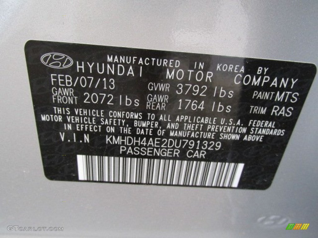 2013 Elantra Limited - Silver / Gray photo #10