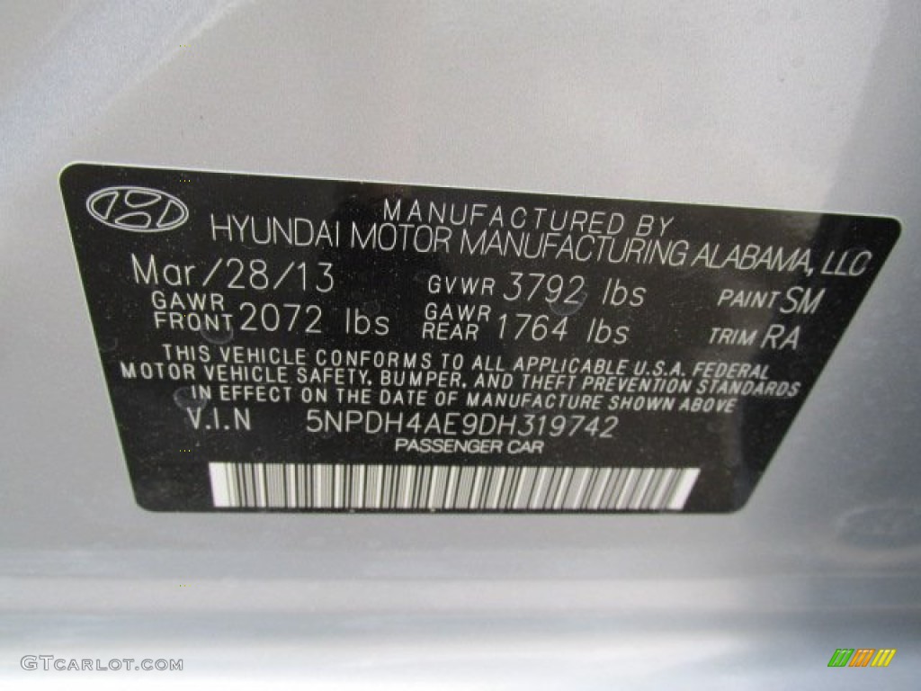 2013 Elantra Limited - Silver / Gray photo #10