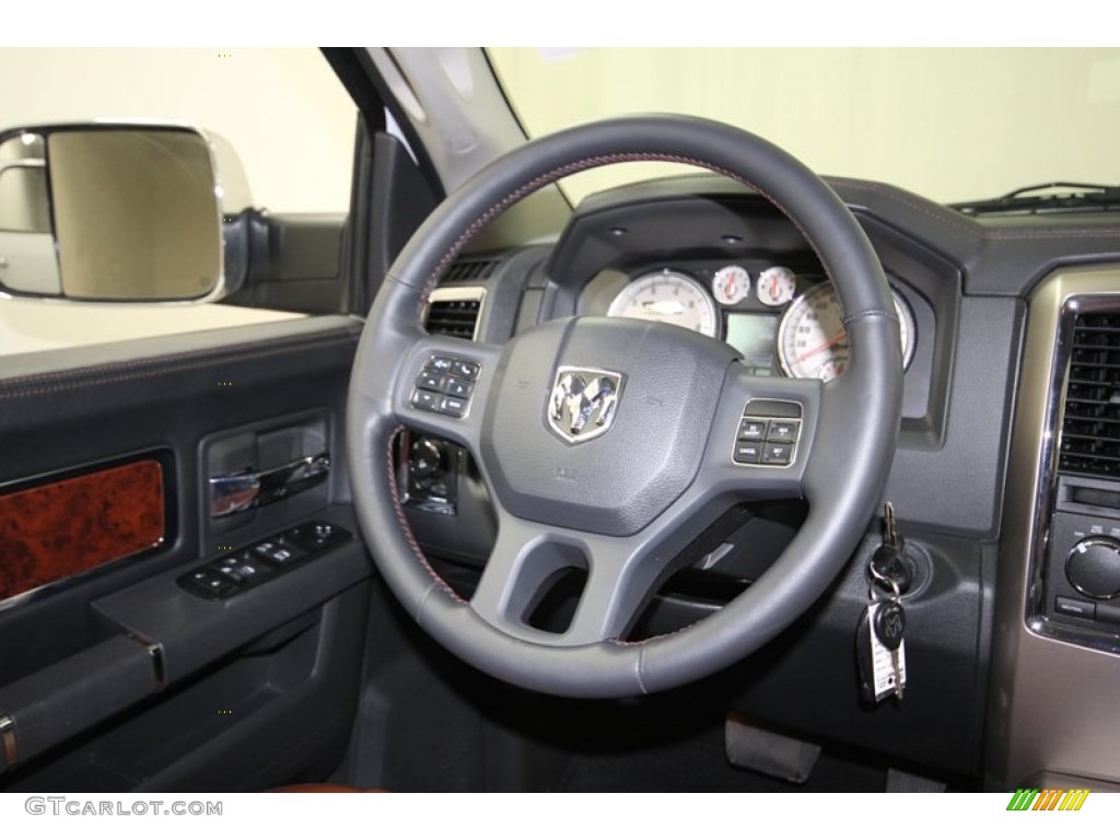 2012 Ram 1500 Laramie Longhorn Crew Cab 4x4 - Bright White / Dark Slate Gray/Russet photo #37