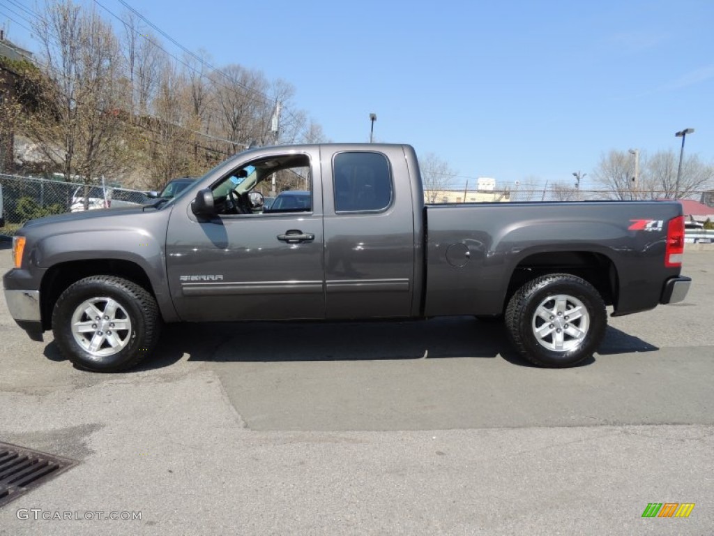 2011 Sierra 1500 SLE Extended Cab 4x4 - Storm Gray Metallic / Ebony photo #4