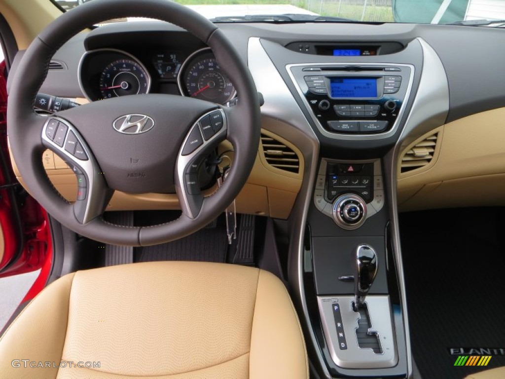2013 Elantra Limited - Red Allure / Beige photo #26