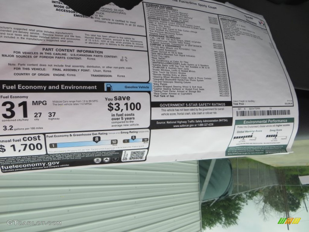 2013 Elantra Coupe SE - Silver / Gray photo #33