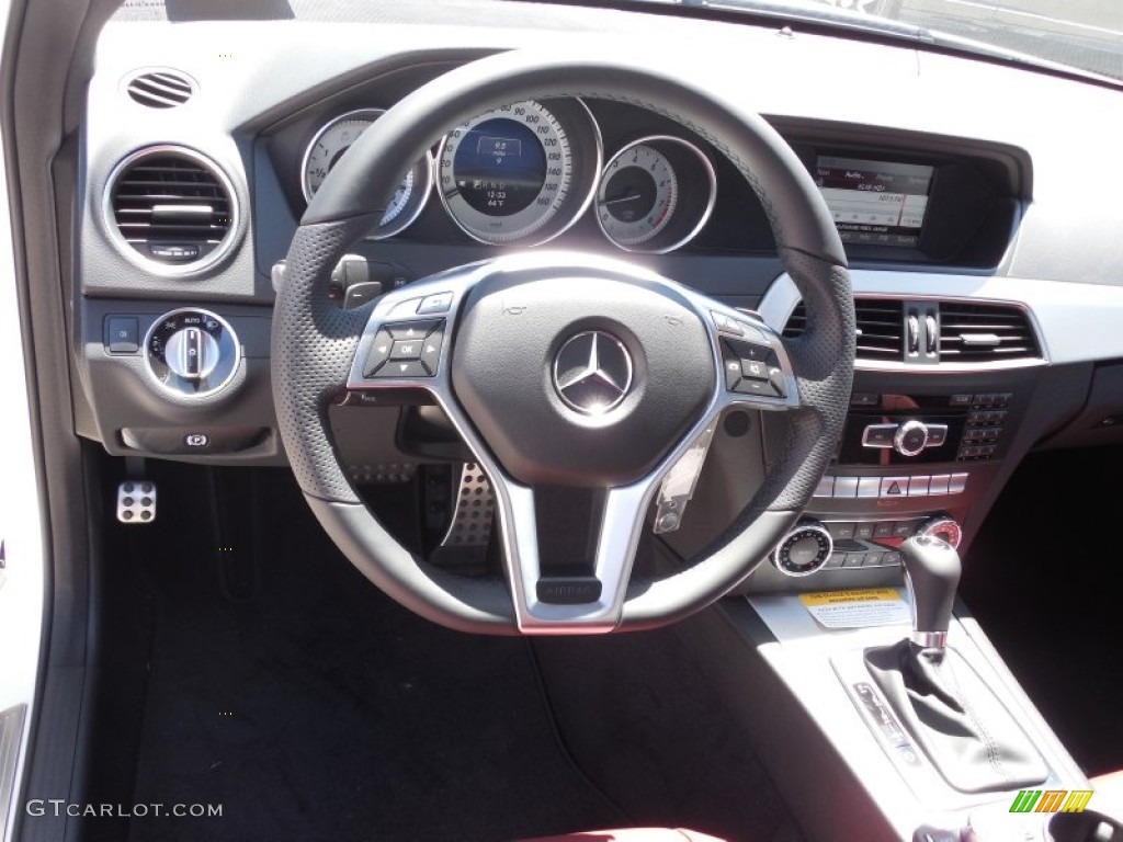 2013 Mercedes-Benz C 250 Coupe Red/Black Steering Wheel Photo #79841673