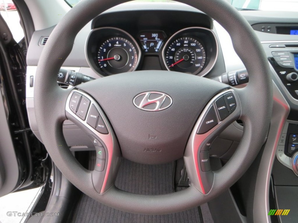 2013 Elantra GLS - Midnight Black / Gray photo #28