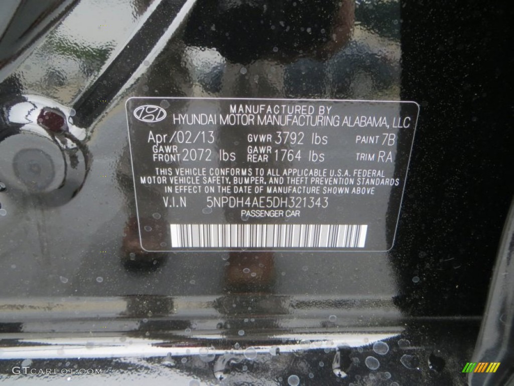 2013 Elantra GLS - Midnight Black / Gray photo #31