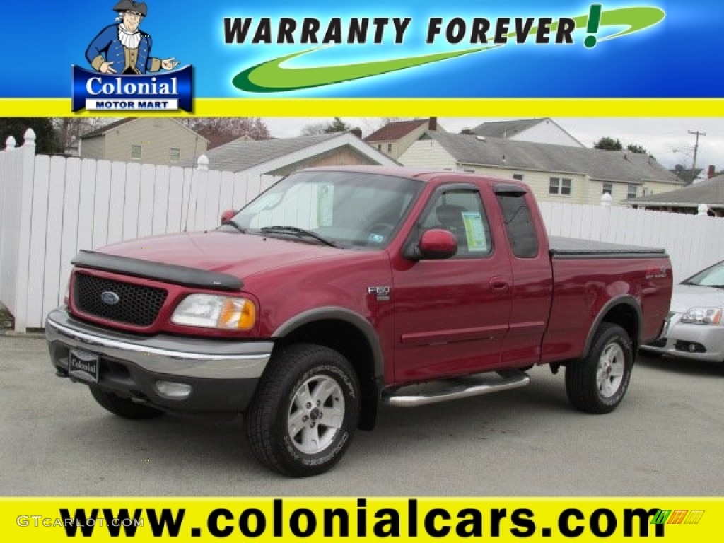 2002 F150 XLT SuperCab 4x4 - Toreador Red Metallic / Medium Graphite photo #1