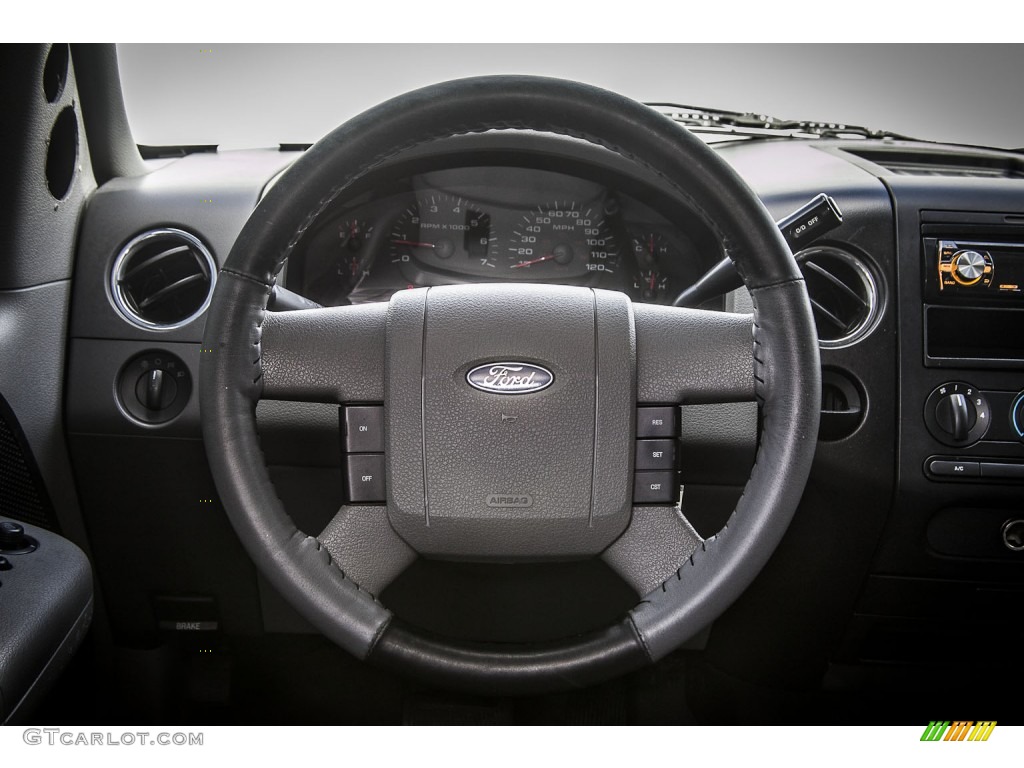 2005 Ford F150 XLT SuperCrew Medium Flint Grey Steering Wheel Photo #79851769