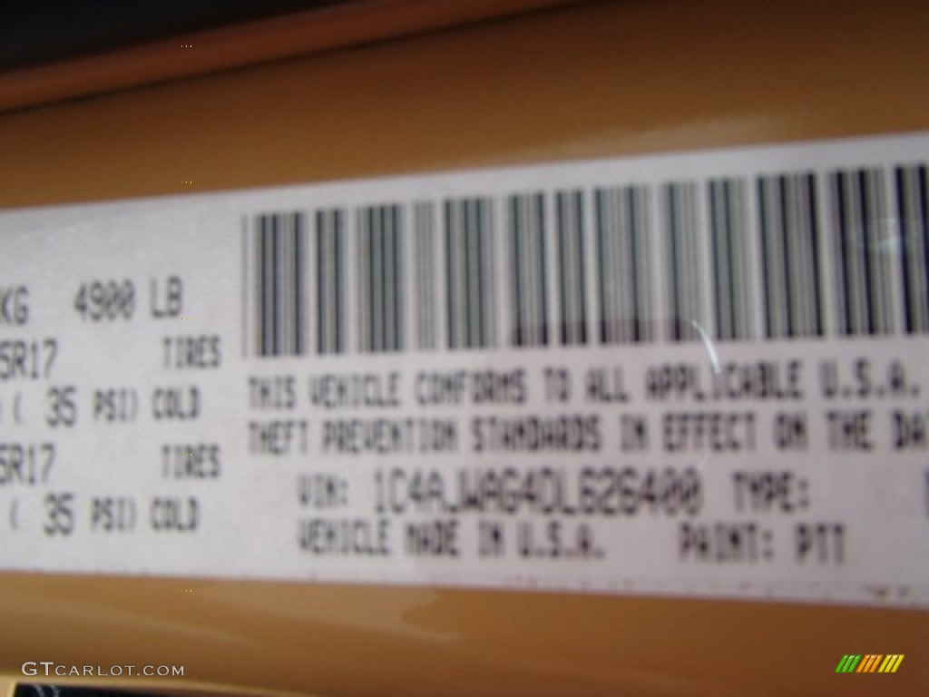 2013 Wrangler Color Code PTT for Dune Beige Photo #79852302