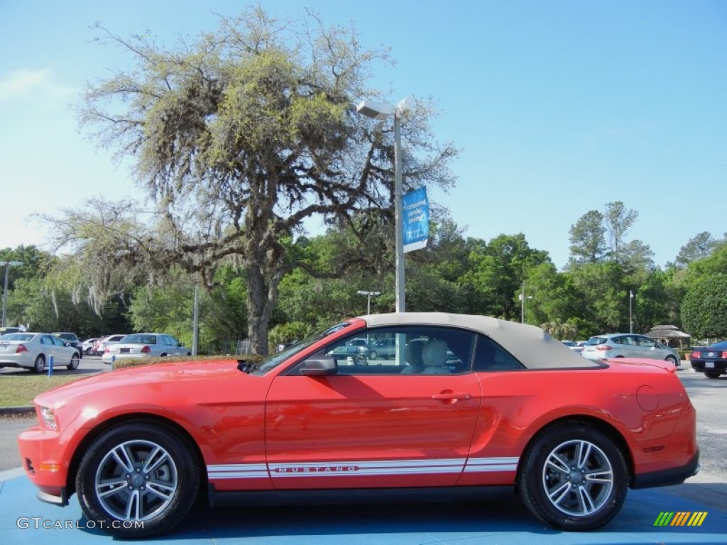 2012 Mustang V6 Premium Convertible - Race Red / Stone photo #2