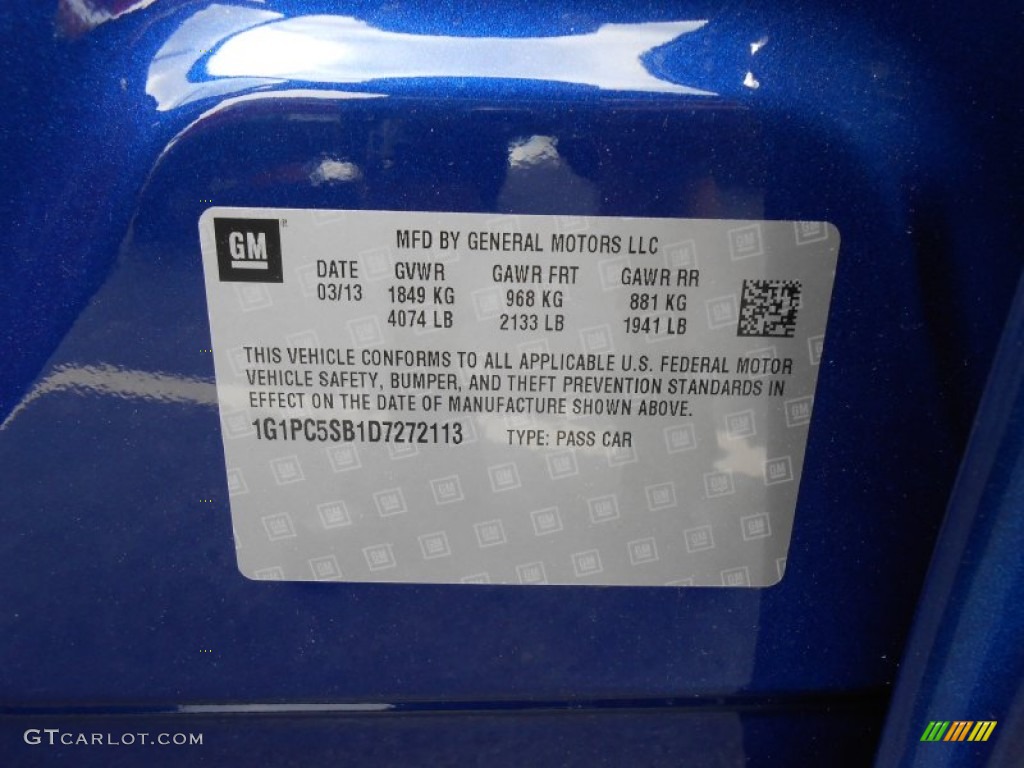 2013 Cruze LT - Blue Topaz Metallic / Jet Black photo #15