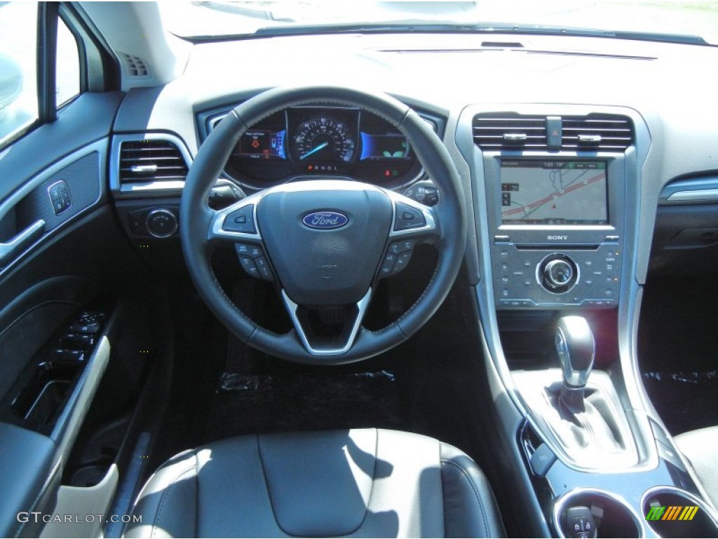 2013 Ford Fusion Hybrid Titanium Charcoal Black Dashboard Photo #79859314