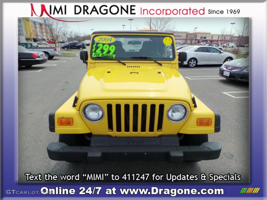 2004 Wrangler X 4x4 - Solar Yellow / Dark Slate Gray photo #1