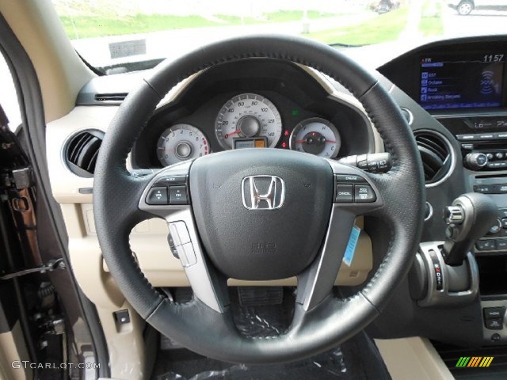2013 Honda Pilot EX-L 4WD Beige Steering Wheel Photo #79862278
